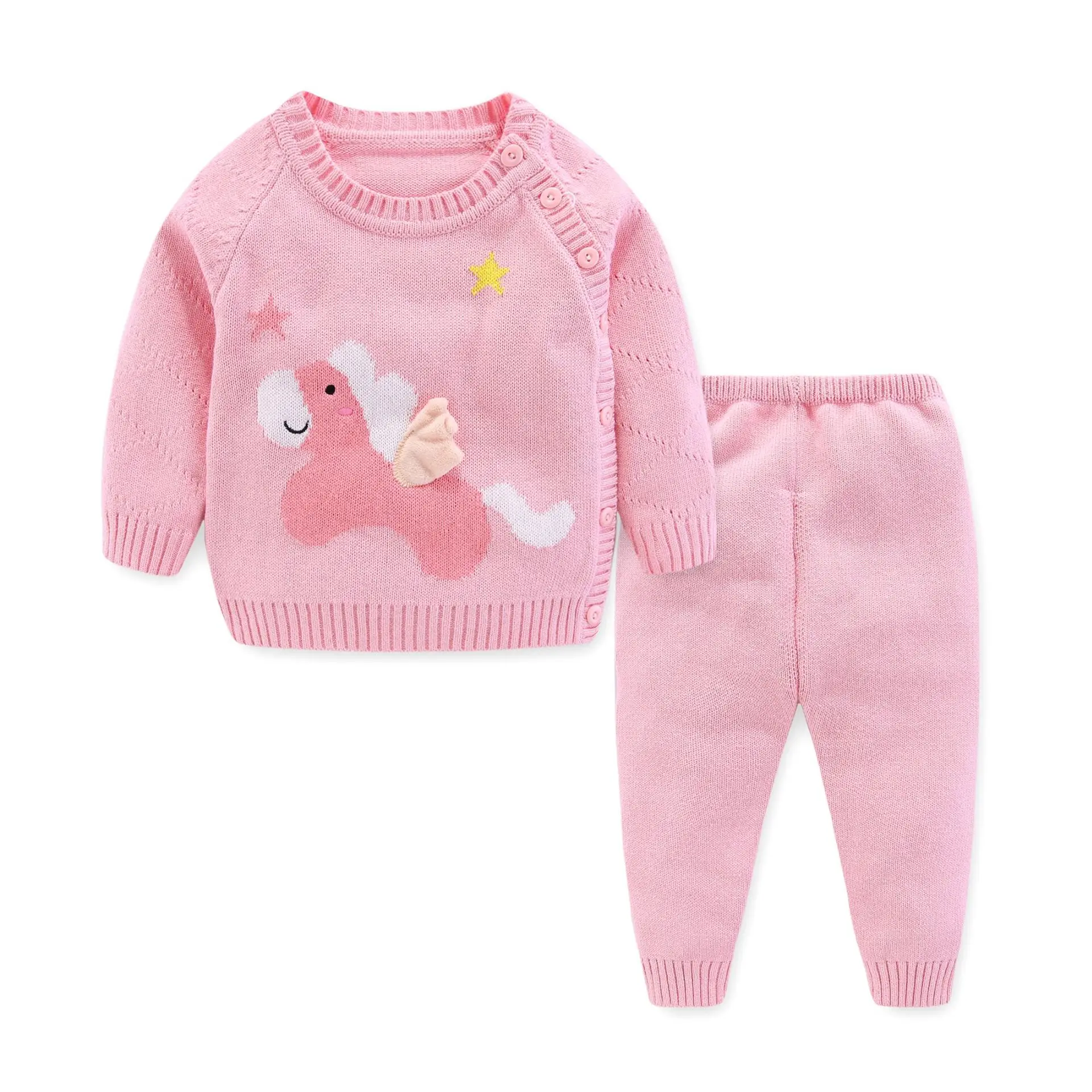 Najtaniej Urocze zwierzę dzianiny dziecko zestaw nowa wiosna jesień chłopcy dziewczęta odzież ustawia z długim rękawem znosić płaszcz + spodnie niemowlę ubranka dla dzieci