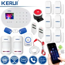KERUI беспроводная домашняя сигнализация защита безопасности wifi+ GSM охранная сигнализация с дверным звонком Аварийная Кнопка Датчик детектор