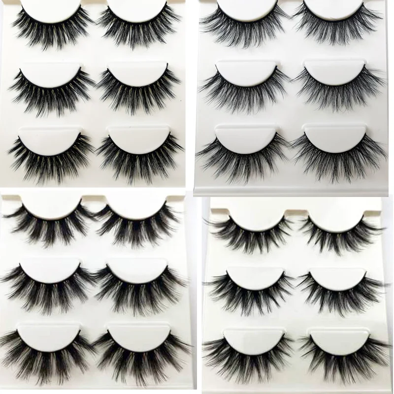 

NEW 3pair pairs natural false eyelashes fake lashes long makeup 3d mink lashes eyelash extension mink eyelashes for beauty