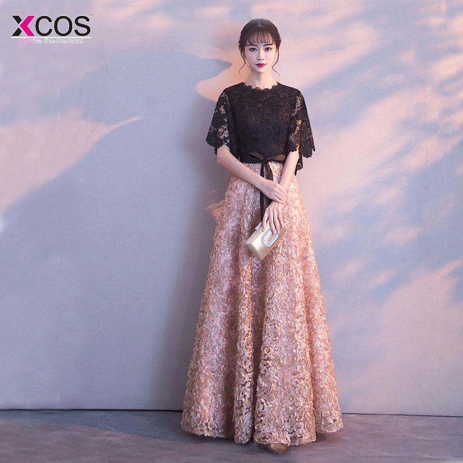 Robe De Soiree/2018 новое вечернее платье черного цвета с кружевом хаки длиной до пола