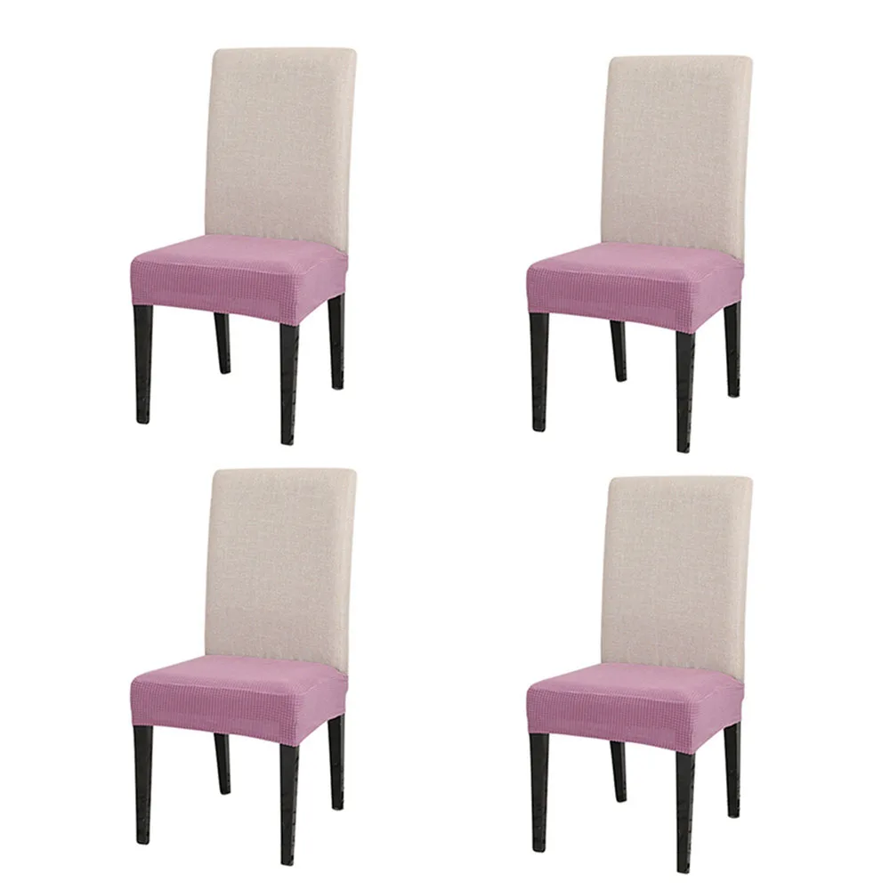 6 шт./4 шт./1 шт. Натяжные чехлы для сидений на стулья Набор вязаных чехлов для сидений на стуле Чехол для стула Чехлы для столовой - Цвет: 4pcs Light purple