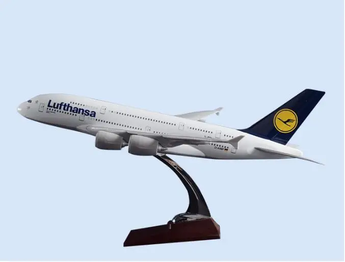 45cm Resin Etihad/German Lufthansa/Malaysia Airbus A380 Aircraft Model Airplane Stand Model  Collection Adult Children Gift Toy