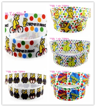 

6mm-75mm Cartoon Hero Bear Printed Grosgrain Ribbon Hair Clip Handmade Headband Hair accessories Decoration 50 Yards/roll