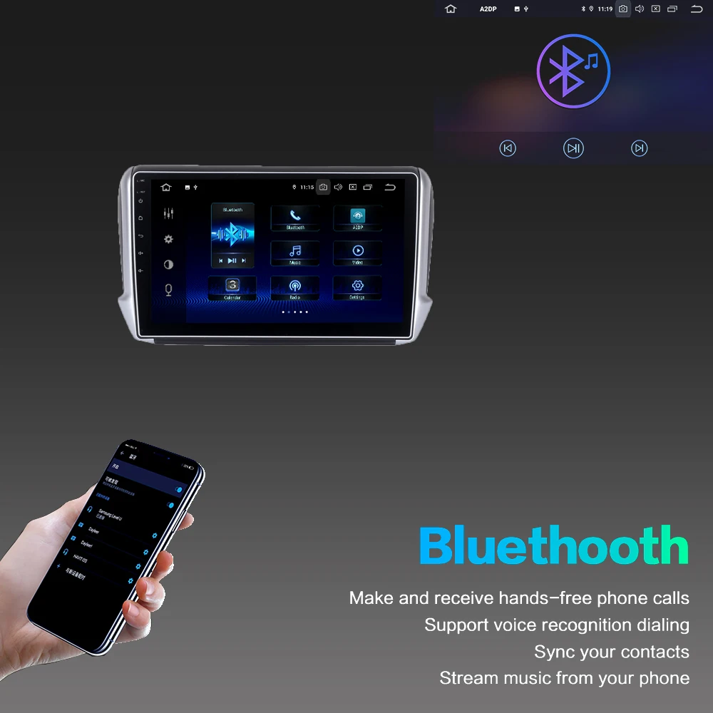 Top Car 1 din 10.2" ips Android 9.0 radio For Peugeot 208 Peugeot 2008 2012-2017 multimedia player built-in GPS 4Gb+64Gb DSP HDMI 2