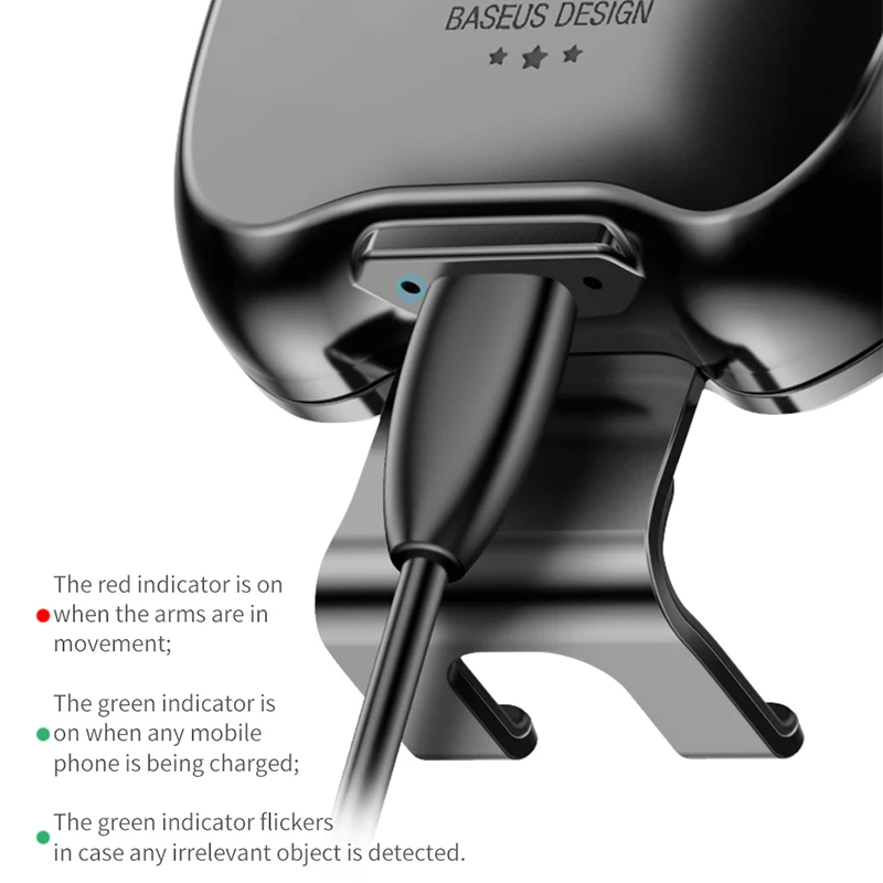 Baseus Qi Car Wireless Charger for iPhone Mobile Phone Charger Infrared Induction Fast Wireless Charging Car Phone Holder Stand
