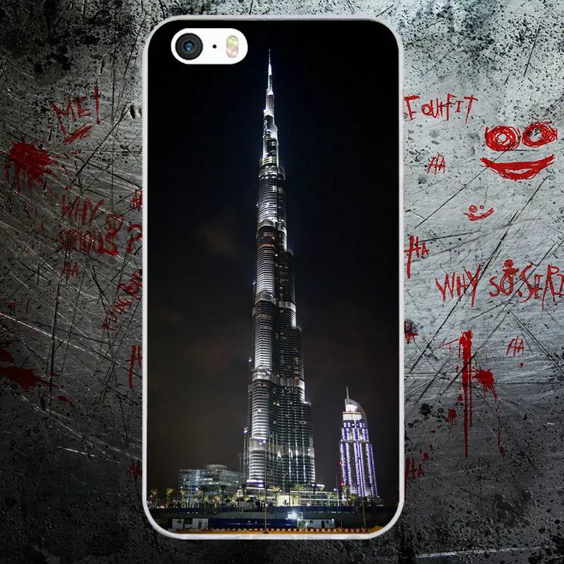 Для iphone 7 6S 6 8 Plus 5 5S 5C SE X 4 4S чехол Spft защитный на телефон сумка Дубай Burj Khalifa Tower