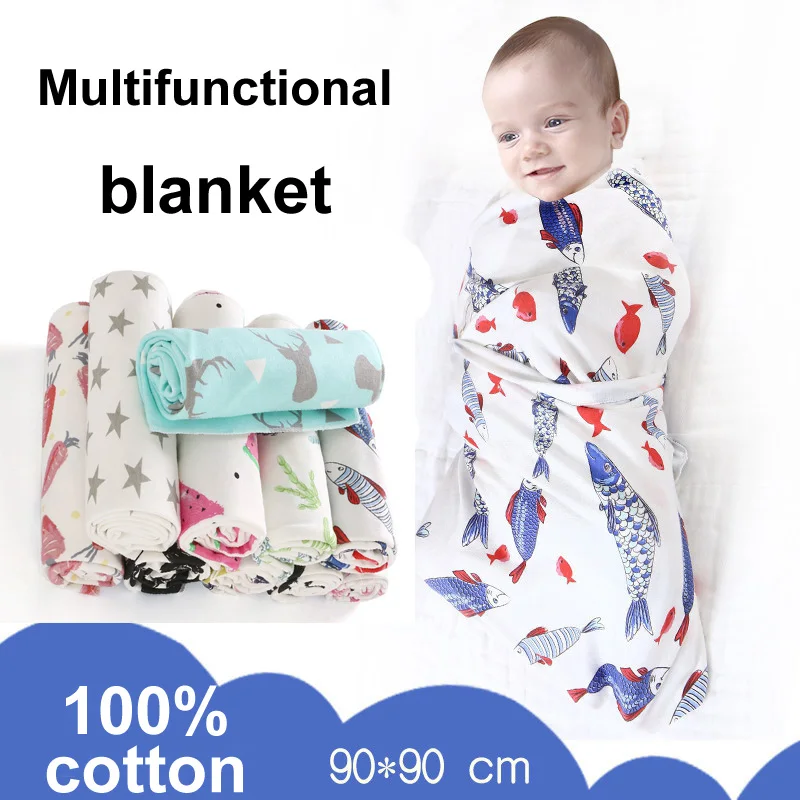 

Cotton Newborn Baby Blanket Infant Envelopes Wrap Newborn Sleeping Bag Newborn Receiving Blanket Baby Bath Towel Size 90*90cm
