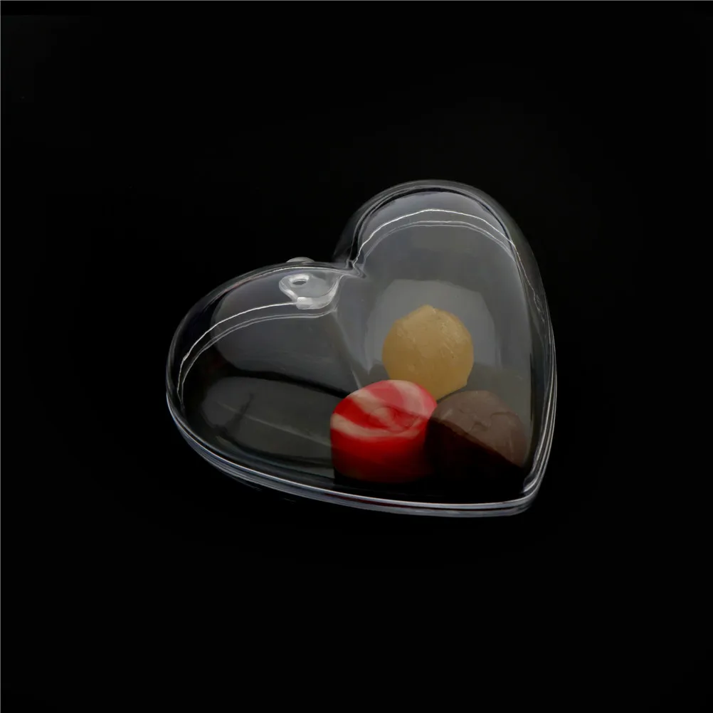 Plastic Love Heart Shape Ball 1PCS Transparent Clear Candy Box For Christmas Tree Hanging Festival Decor