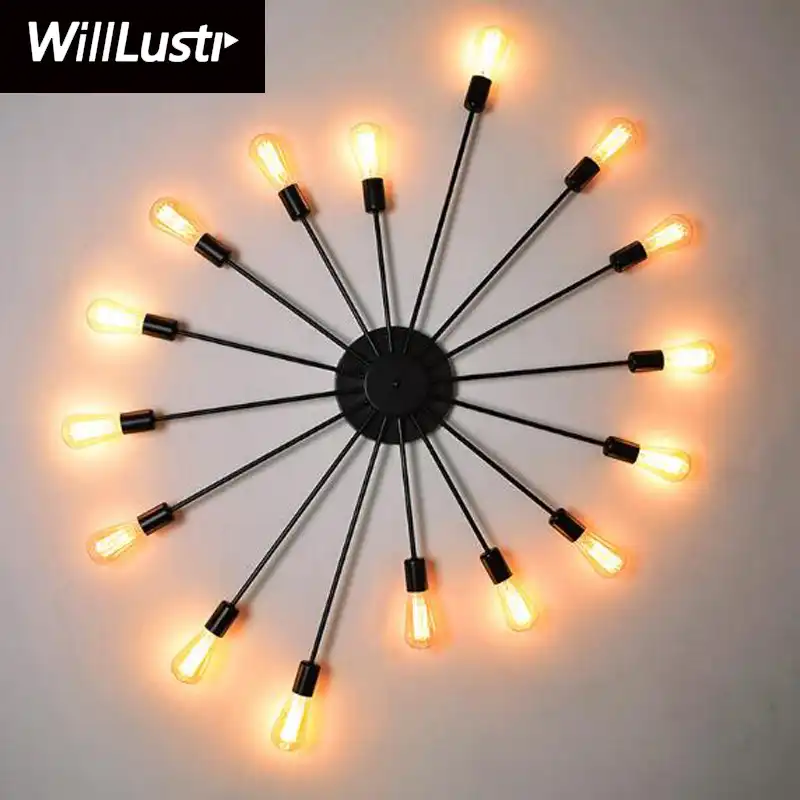 Iron Wall Sconce Sputnik Atomic Starburst Lamp Vintage