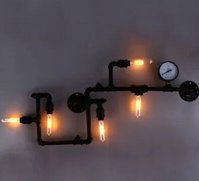 Us 125 4 5 Off Free Shipping To Europe Lighting Water Pipe Black Iron Finished Edison Style Retro Vintage E27 Ing Wall Lamp In Us 125 4 5 Off Free Shipping To Europe Lighting Water Pipe Black Iron Finished Edison Style Retro Vintage E27 Ing Wall Lamp In