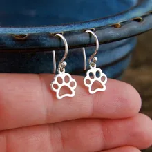 Принт лапы, Серебряная кошка, собачья лапа и сердце, домашние животные, женские модные ювелирные изделия, серьги-гвоздики, рождественский подарок, гвоздики