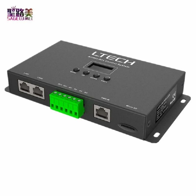 

Fast shipping LETECH DC5V-24V RJ45 Artnet-SPI-8 pixel light LED Controller For 1360 Piexls 8 Universe