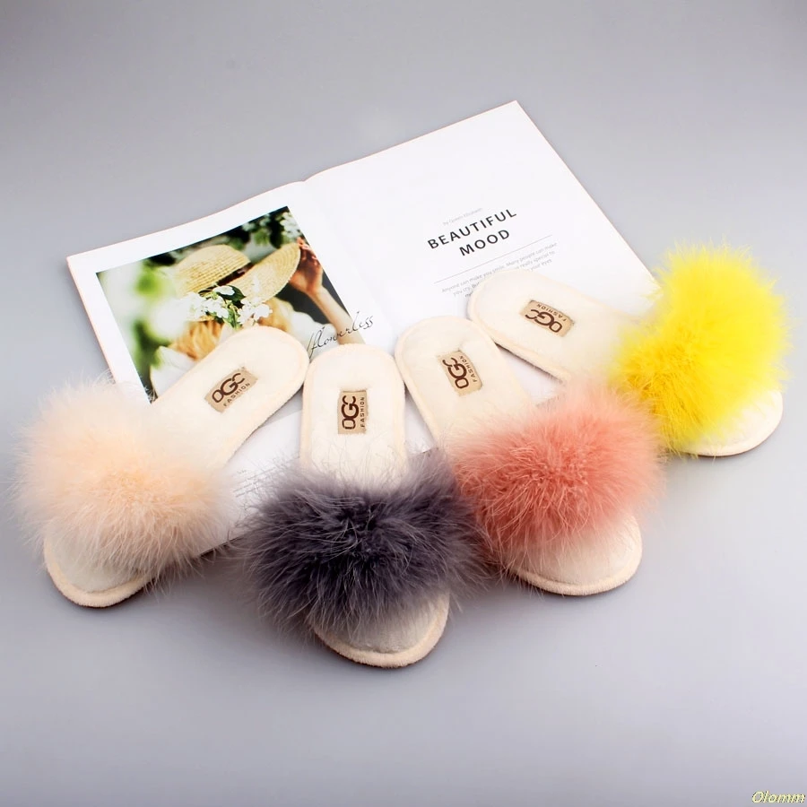 fluffy feather slippers