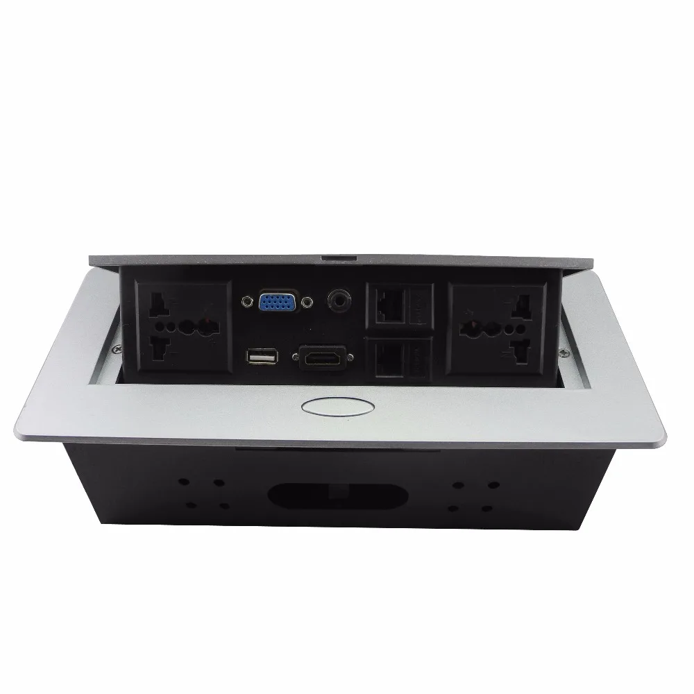 

Universal power Tabletop socket /hidden/VGA,3.5MM audio,HD HDMI, USB, network,RJ45 Information outlet box /desktop socket