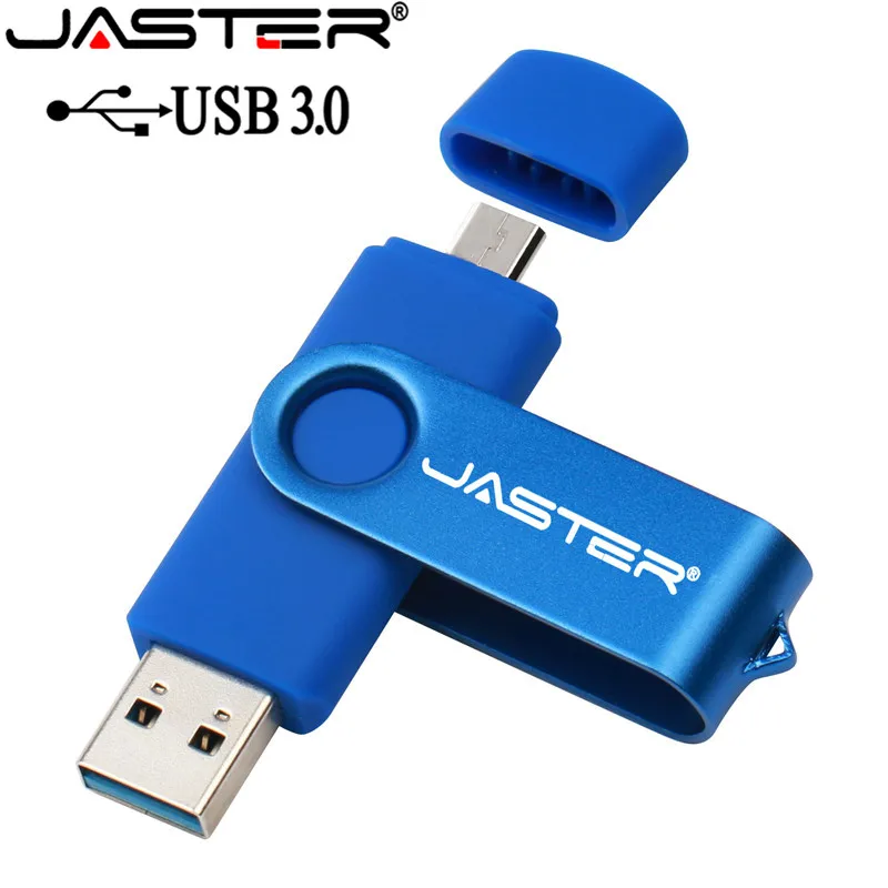 

JASTER USB 3.0 customer LOGO OTG USB Flash Drive 4GB 8GB 16GB 32GB 64GB pendrive for Android Smart Phone Metal OTG memory stick