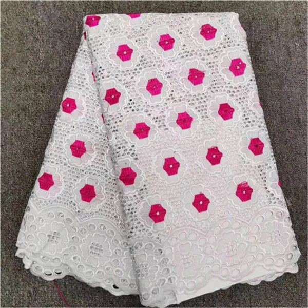 Швейцарская вуаль кружева в швейцарской вышитой хлопковой кружевной ткани белое Африканское гипюровое кружево с камнями для женщин 5 ярдов/партия