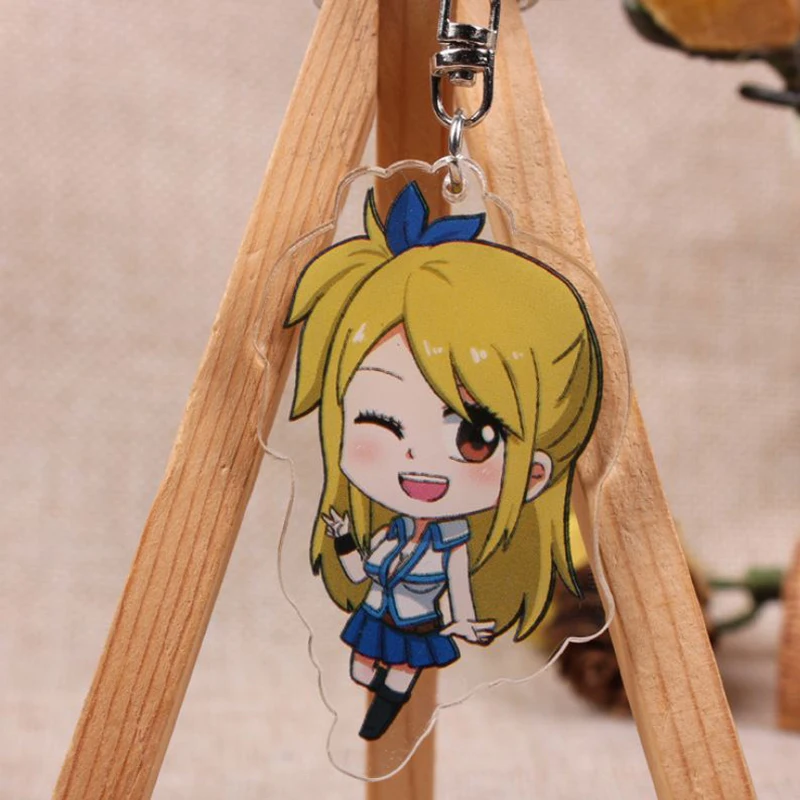

1 Pc Kawaii Anime Fairy Tail Acrylic cosplay pendant Keychain Lucy activity small gift bag pendants Model Figure Toy