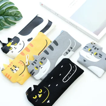 

1 Pcs/set Cute Creative 4 Color Cartoon Funny 3D Cat Canvas Pencil Case Stationery Storage Organizer Bag Coin Purse