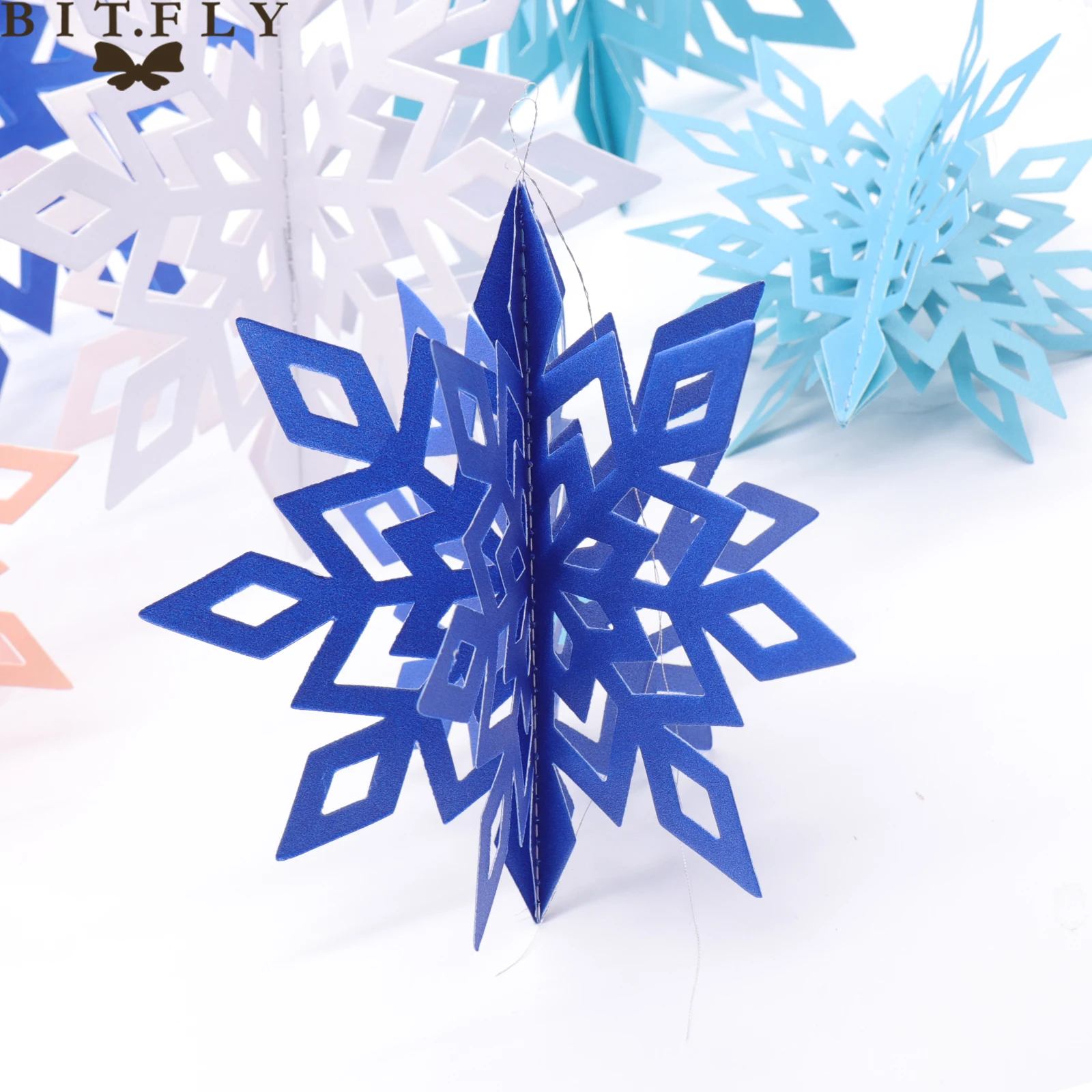 15/20/25cm Christmas 3D paper snowflake sliver frozen Pendants Paper Garland Christmas Wedding Decoration Scene New Year Decor