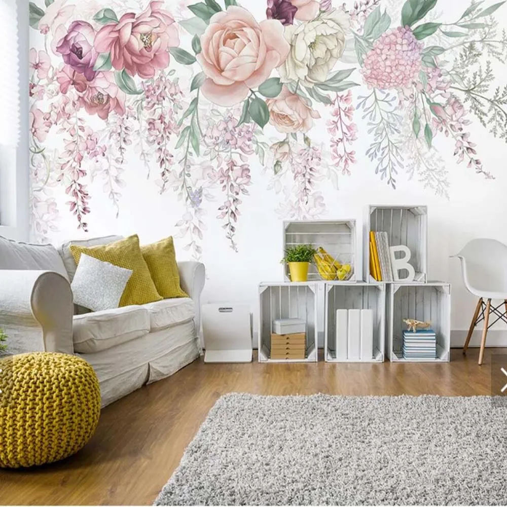 

European Retro 3D Rose Flower Butterfly Wall Papers Photo Wallpaper Murals for Living Room Papier Peint Mural 3d Floral Mual