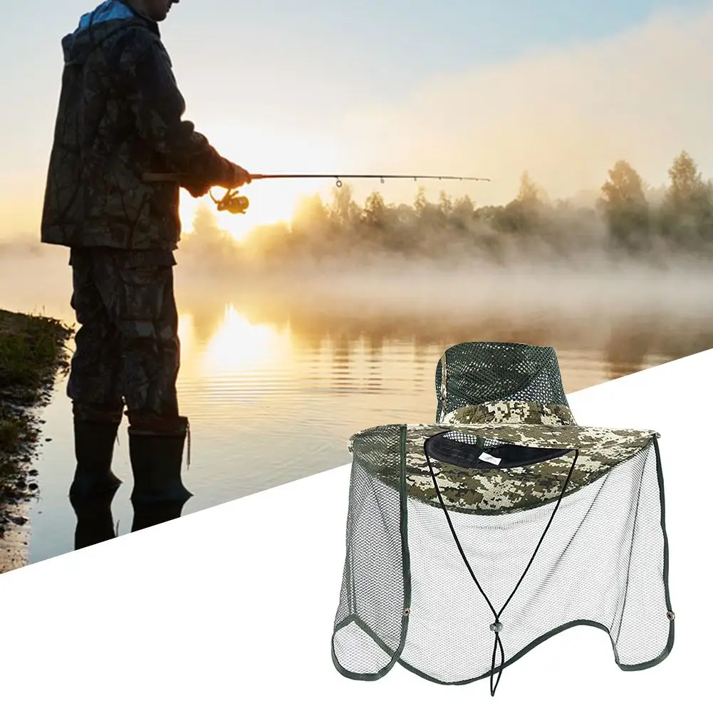 

Outdoor Thickened Bucket Hat Mosquito and Insect Repellent UV Sun Protection Cap for Camping Travel Fishing Camouflage Hat