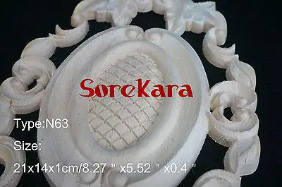 N63 -21x14x1cm Wood Carved Onlay Applique Carpenter Frame Decal Wood Working Carpenter Decoration