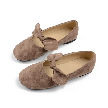 

Retro Muller Shoes Single Shoes Bow Shallow Mouth Female Flat Shoes College Wind Japanese Driving Casual Shoes