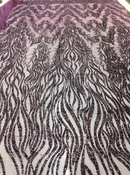 

Fashion Black nigerian embroidery net lace with glitter African tulle mesh lace fabric