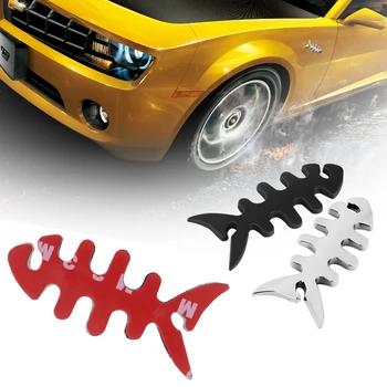 

Tancredy 3D Metal Car Sticker Fish Bone Emblem Zinc Alloy Car Sticker 8*4cm Car Styling Decoration Car Body Decal Stickers