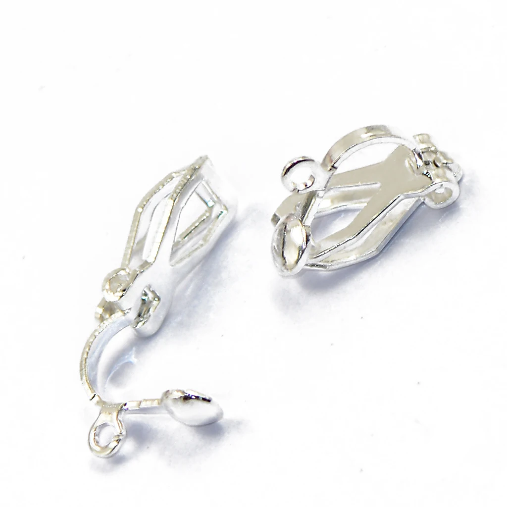 

Phenovo 12 X Silver Plated Clip On Ear Wires Earring Hooks Elegant Wearing Jewelry DIY Earrings Loop Hooks Pendant Finding 10mm