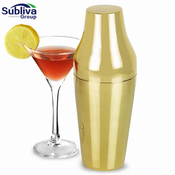 

600ml Stainless Steel French Cocktail Shaker Golden Plated Martini Bartender Drink