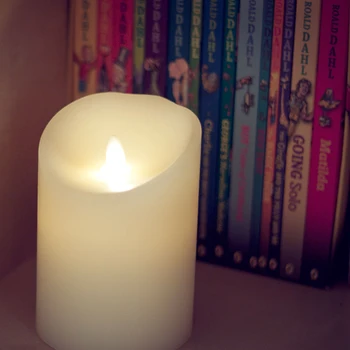 

Ksperway Flamelss Wax LED Candle With Free Remote for Holiday Gifts 3. 5 x 5 inch