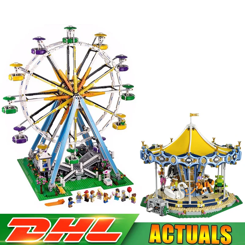 

LEPIN 15012 City Expert Ferris Wheel 15036 Carousel Model Building Blocks Bricks Toys Gifts Compatible LegoINGlys10247 10257