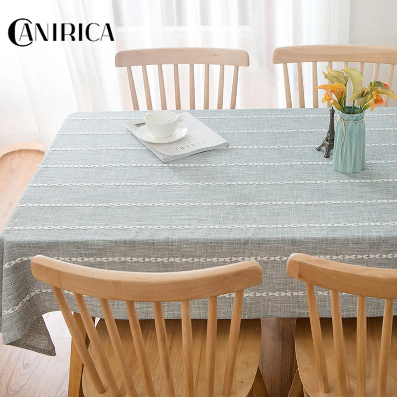  CANIRICA Tablecloth Linen Table Cloth Waterproof Dining Table Cover Rectangular Kitchen Home Decora