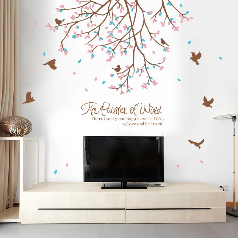 

Bird Wall Stickers 155*73cm Big Size Tree Mural Art Home Decor Living Room Bedroom TV Sofa Background Decor Wall Decals