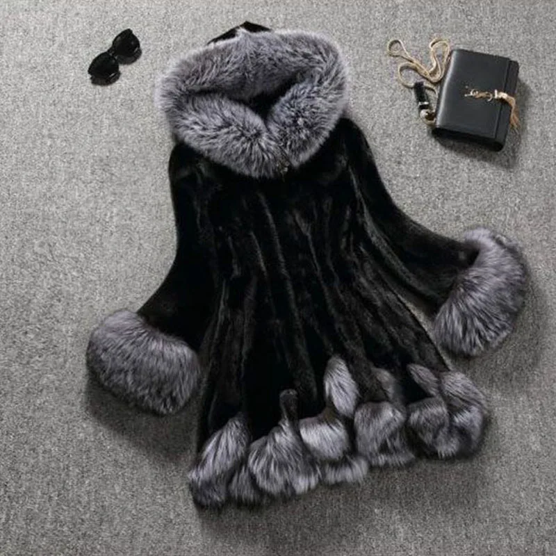 Bigsweety Autumn Winter Hooded Warm Coat Jacket Fluffy Faux Fur Coat Women Furry Fake Fur Overcoat Female Party Elegant Outwear