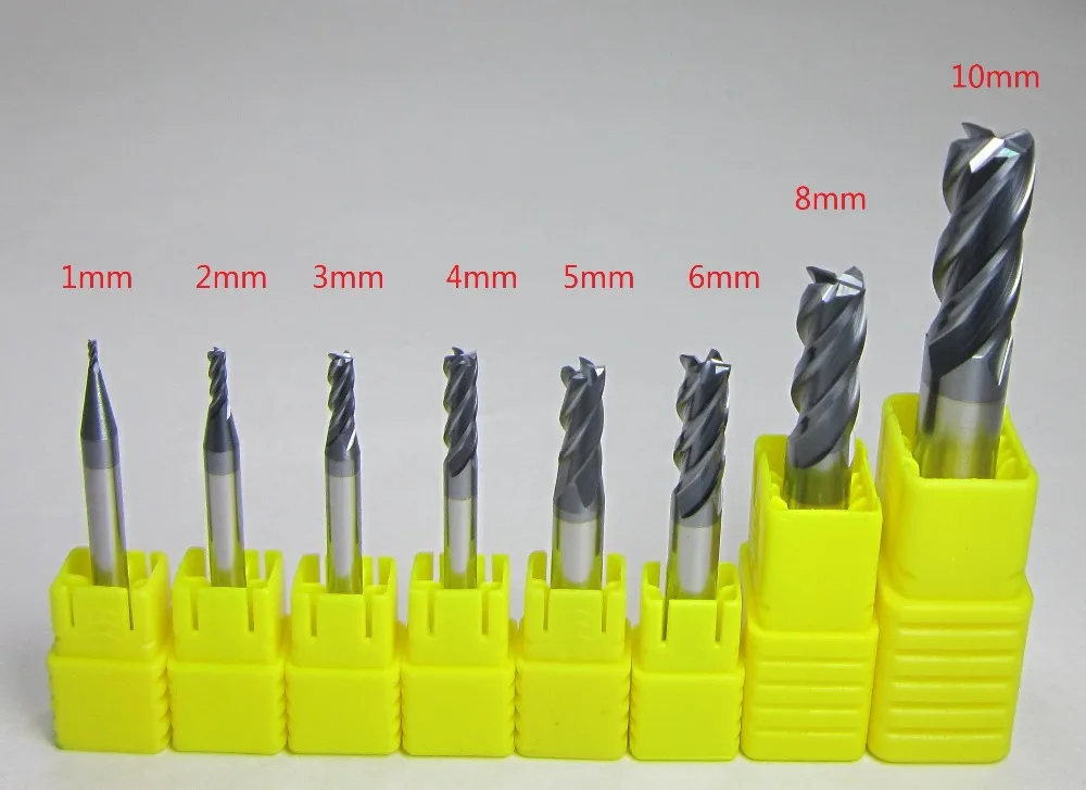 4PCS Ø 4mm 6mm 8mm 10mm HRC55 Carbide Ball Nose End Mills bit milling cutter set