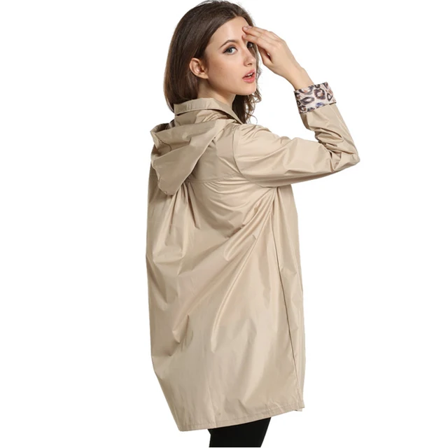 2017 Hot Sale Leopard Print Joint Raincoat Women Polyester Raincoats