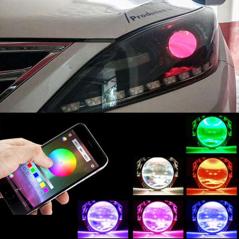 

LISCN 2Pcs APP Control Auto RGB Devil Eyes Headlight Projector Led Devil Eyes Lights Demon Eye Lamp For Car App Remote Control