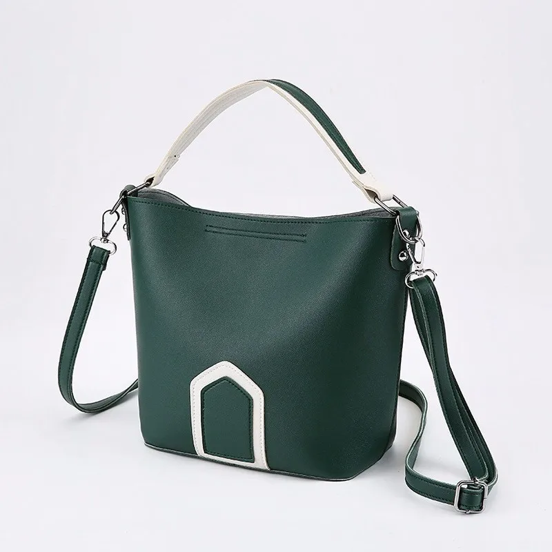 Herald Fashion Top-Handle bags For Women Bucket handbag Soft Leather Lady Shoulder Bag Large Capacity Female Totes Shopper Bag - Цвет: Green