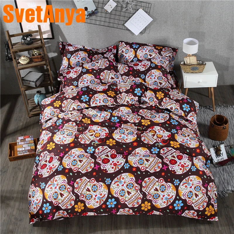

Svetanya Pillowcase+Duvet Cover Bedding Set (no Sheet) Color Skull Bedlinen Twin Full Queen Double King Size