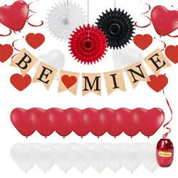 Счастливый День святого Валентина вечерние украшения сердце висит сучки латексные шары Лен BE MINE баннер шар ленты Свадебный декор