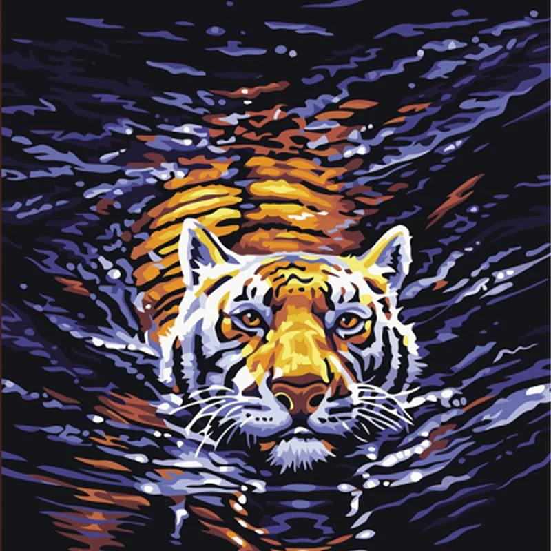 

30*40cm Diamond Embroidery Paintings Round Dill Diamonds Tiger Mosaic Embroidery Handmade Cross Stitch Home Decor Painting