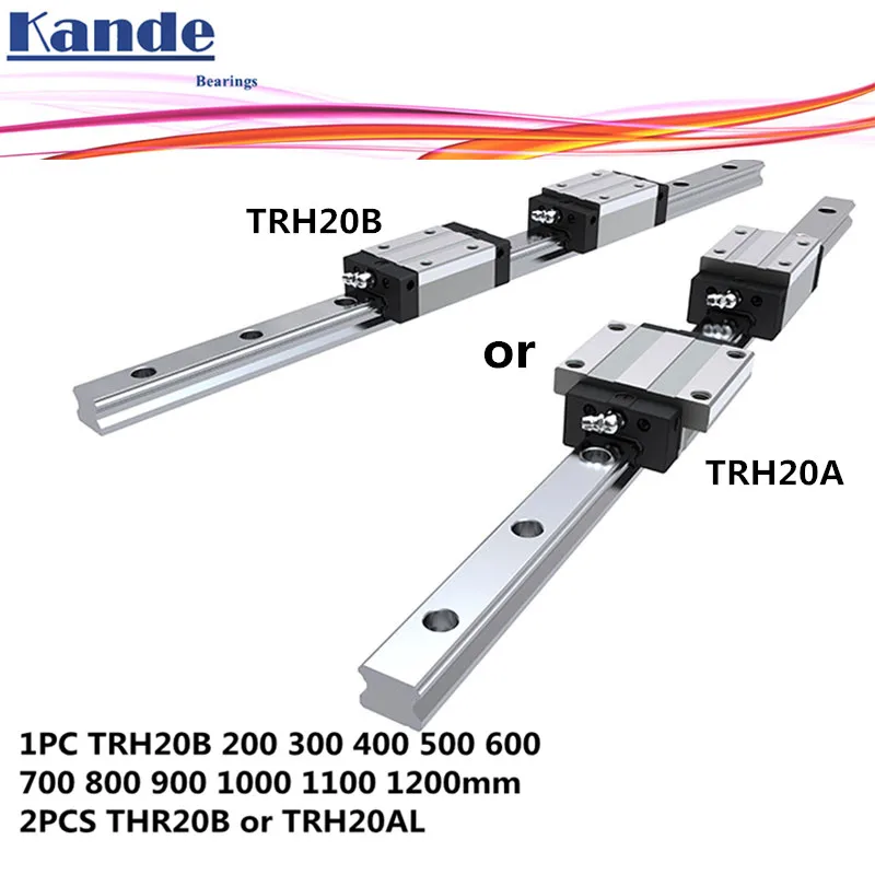 Точность рельсовые 1 шт. TRH20 линейной направляющей+ 2 шт. TRH20B блок или TRH20A Фланец Блок L 300 400 500 600 700 800 900 1000 мм для станка с ЧПУ