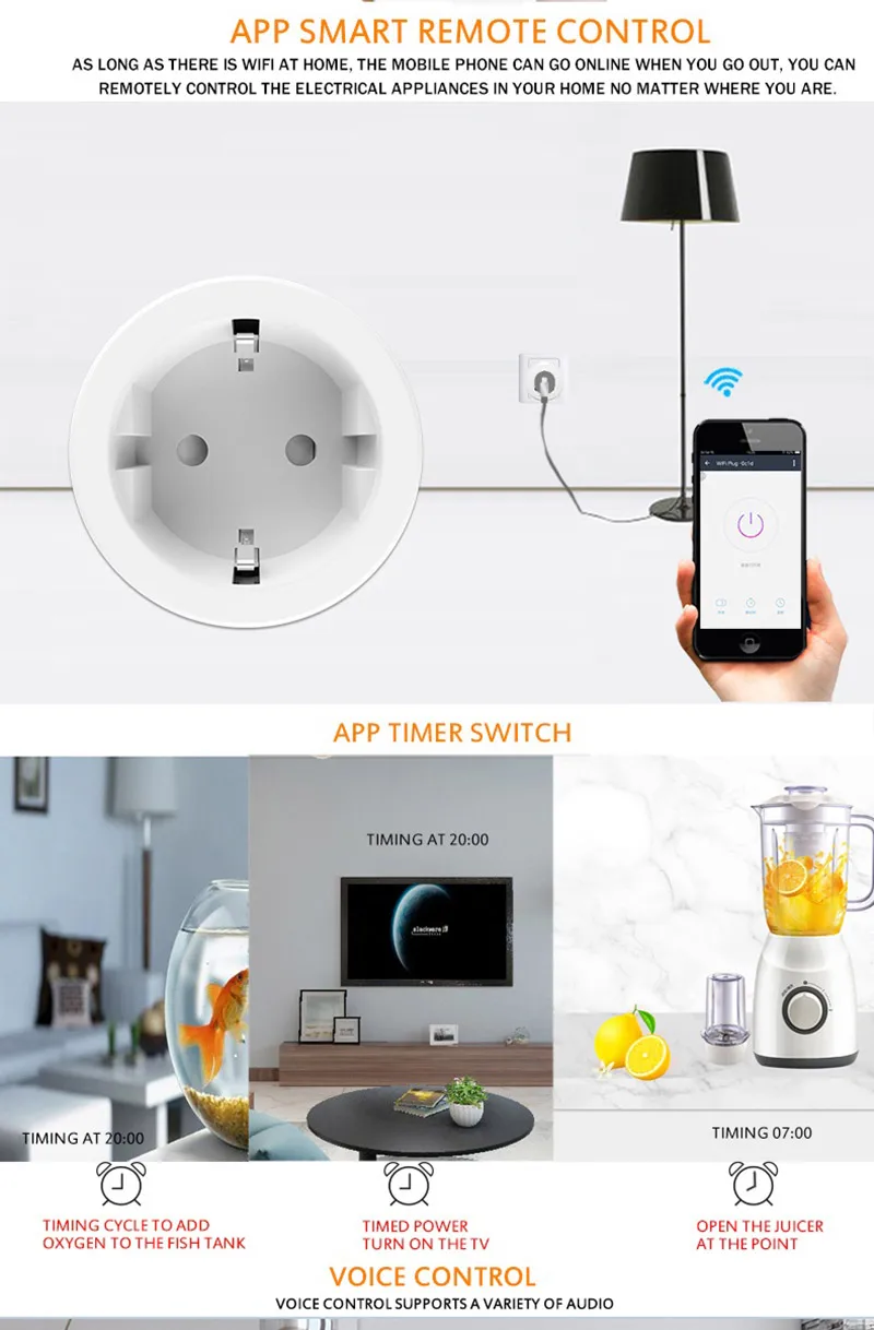 4 шт./лот Smart Plug Wi-Fi умная розетка EU Plug работает с Google Home Mini Alexa IFTTT пульт дистанционного управления розетка с функцией синхронизации