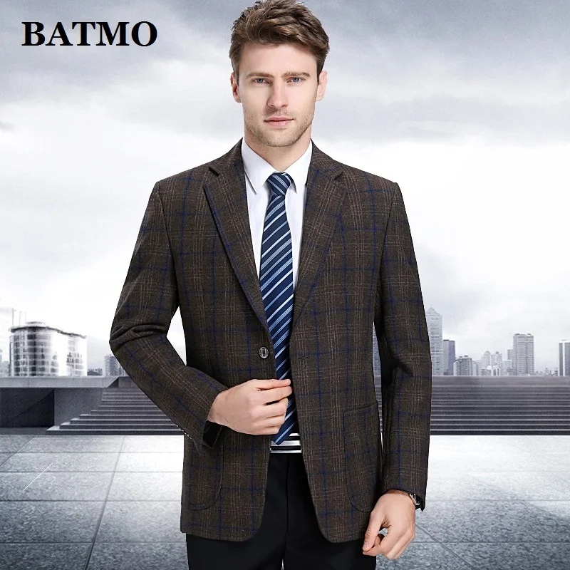 Batmo 2019 Новое поступление высокое качество шерсть Смарт повседневные клетчатый мужской пиджак, мужские повседневные костюмы, мужские