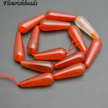 10X30 мм Гладкий красный сердолик агат длинные каплевидные бусины 5 нитей в партии Изготовление ювелирных изделий