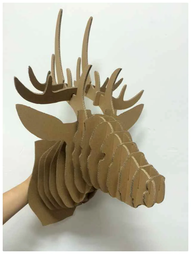 Great 3d decorative Deer head diy cardboard sculpture
