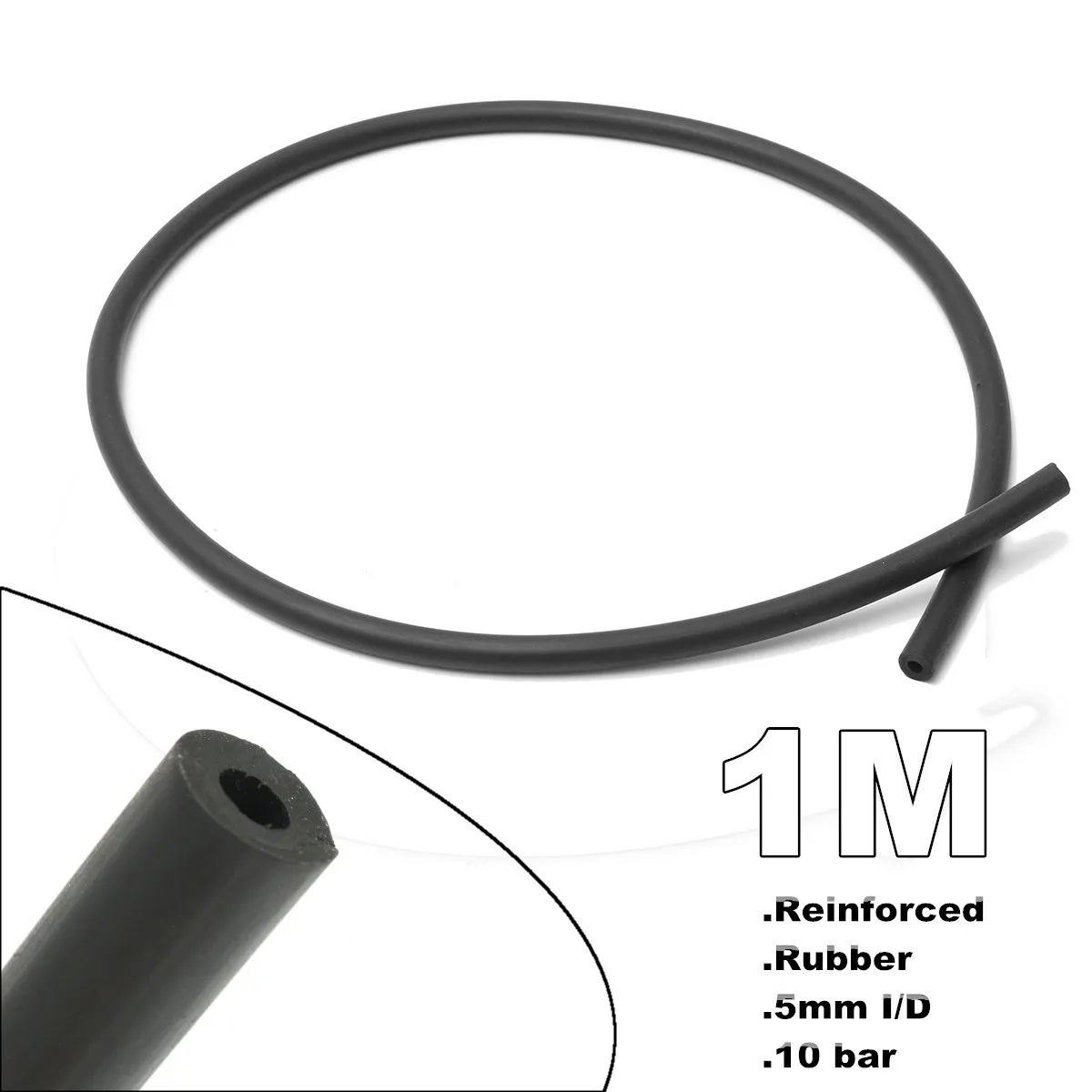 

1M Rubber Reinforced Fuel Hose Petrol Oil Line For Diesel Pipe Black Rubber