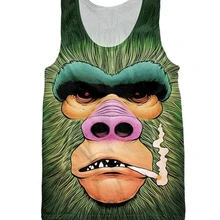 Смоки гориллы майка Для мужчин Для женщин летний Стиль Повседневная жилетка без рукавов 3D цифровой печати животных Горилла жилет Прохладный топы